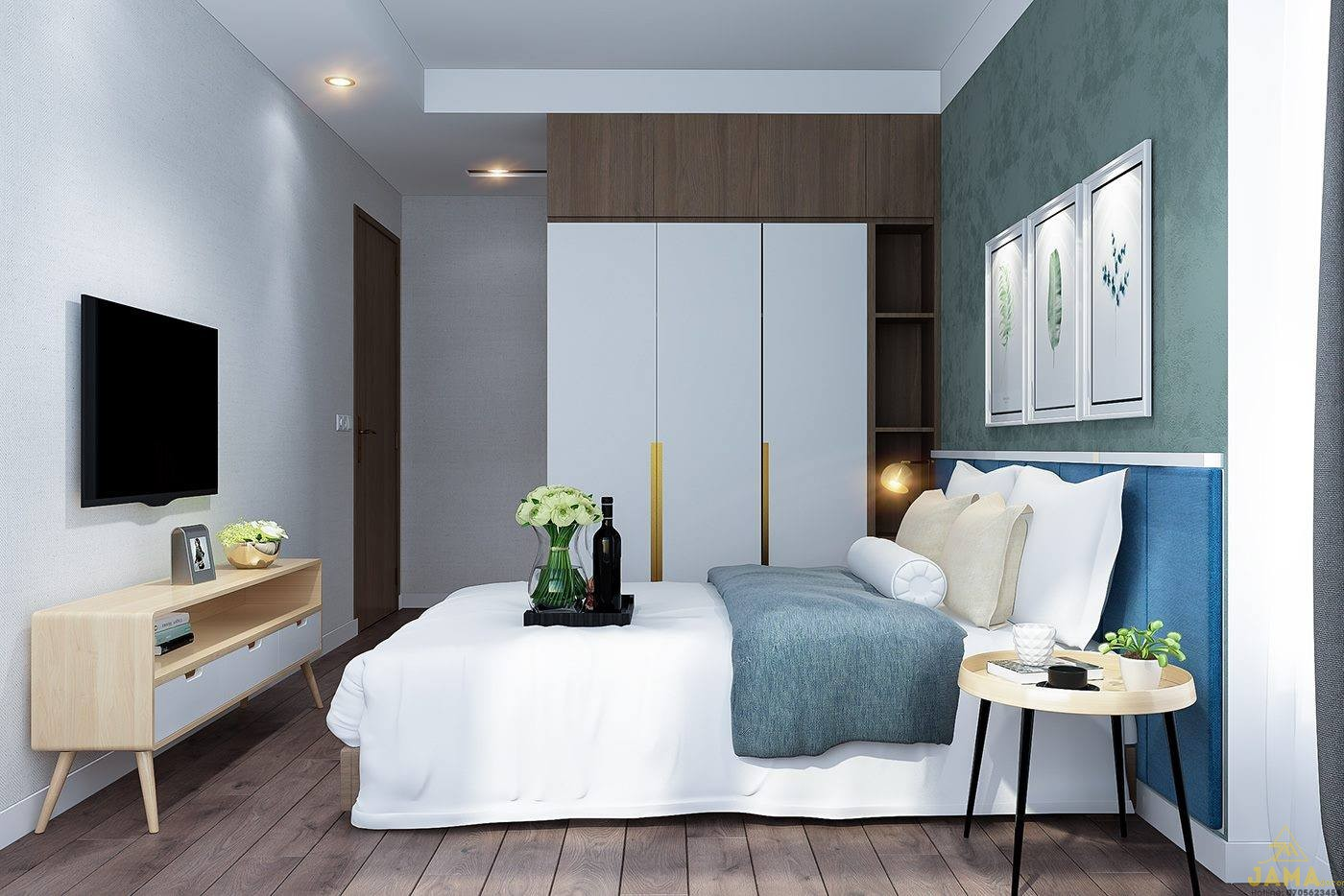 Thiết kế hệ thống ánh sáng cho phòng ngủ đẹp đơn giản 9m2