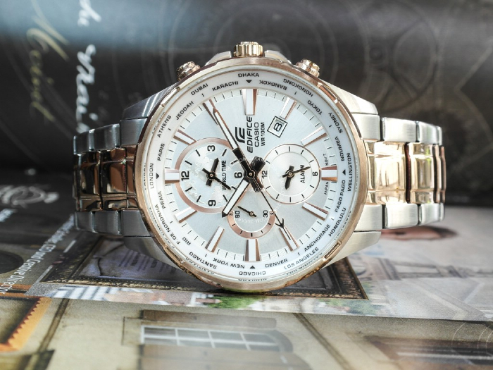 Thiết kế nhã nhặn, tinh tế từ dòng đồng hồ Rose Gold EFR-304SG-7AVUDF.