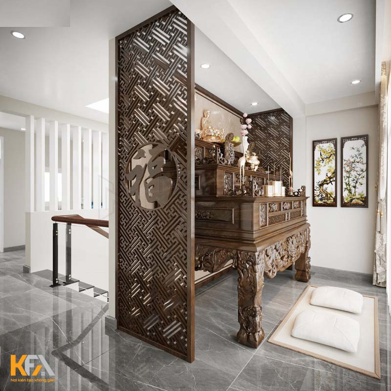 Vách ngăn phòng thờ phong cách cổ điển
