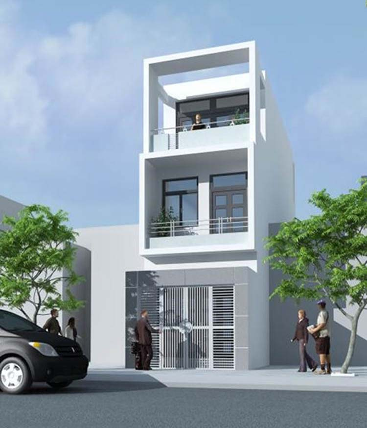 Thiết kế mặt tiền đơn giản với phong cách hiện đại