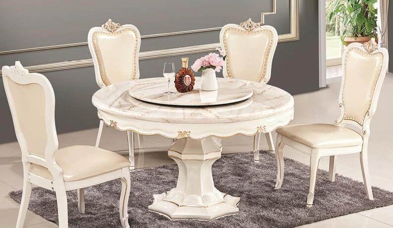 Các mẫu bàn ghế phòng ăn chất liệu vân đá 
