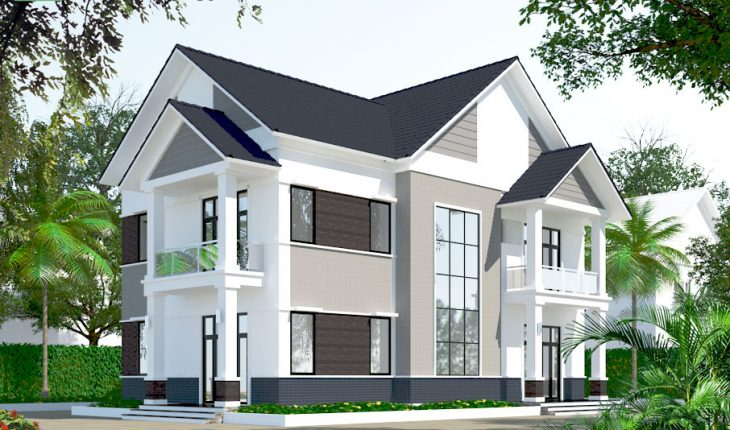 Mẫu biệt thự đẹp 2 tầng mái Thái có thiết kế linh hoạt