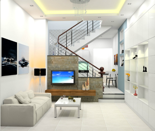 Nội thất hiện đại kết hợp cùng gam màu trắng cho không gian thông thoáng