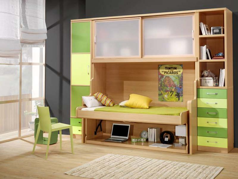 Mẫu giường ngủ kết hợp bàn học và tủ nhằm tối đa diện tích không gian