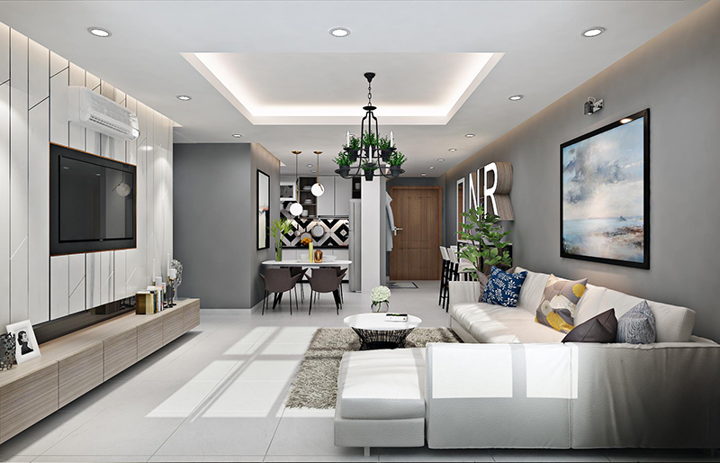 Sử dụng những gam màu sáng cho phong cách phòng khách hiện đại