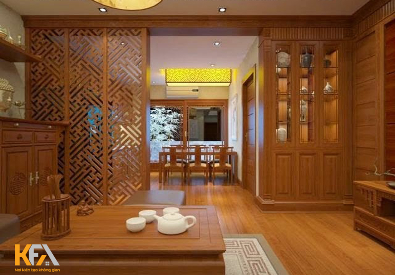 Toàn bộ căn hộ đều được sử dụng gỗ xoan đào