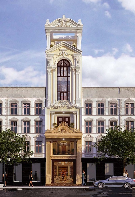 Nhà phố cổ điển nhiều tầng có kiến trúc thiết kế pha trộn phong cách hiện đại