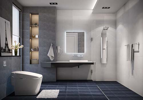 Sắp xếp và bố trí nội thất hợp lý, gọn gàng tạo cảm giác tiện nghi và hiện đại cho phòng tắm