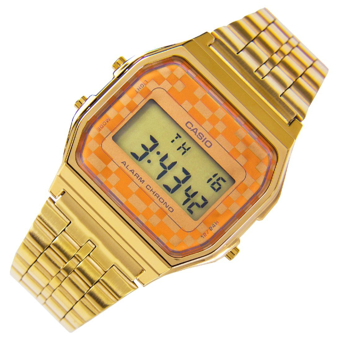 Thiết kế mạ vàng sang trọng của đồng hồ Casio A159WGEA-9ADF.