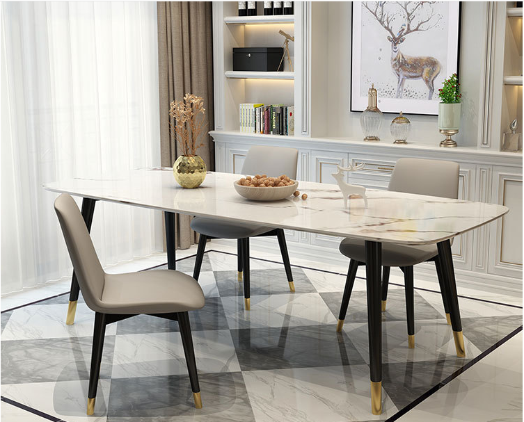 Các mẫu bàn ghế phòng ăn chất liệu vân đá 