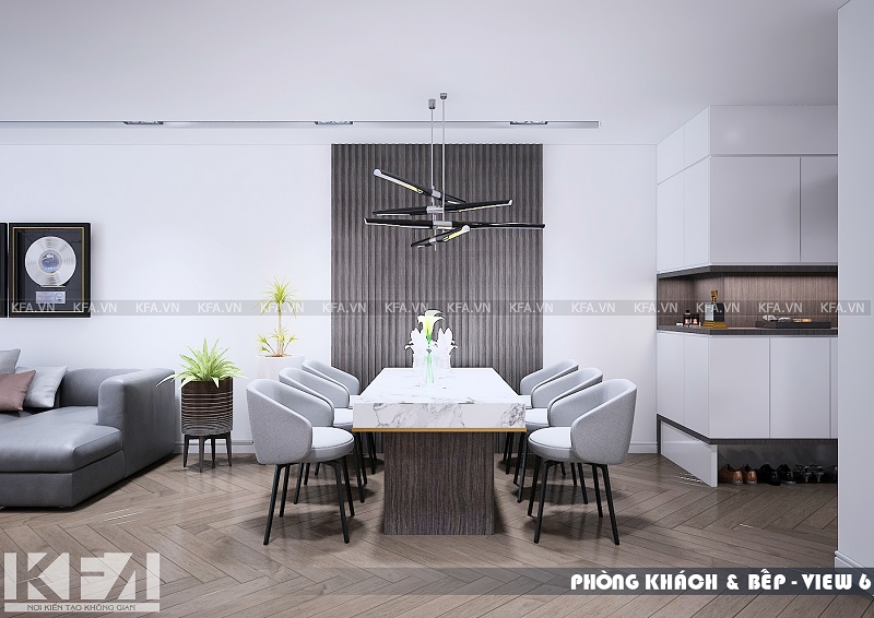 Tổng quan thiết kế nội thất chung cư 64m2 nhà chị Mùi