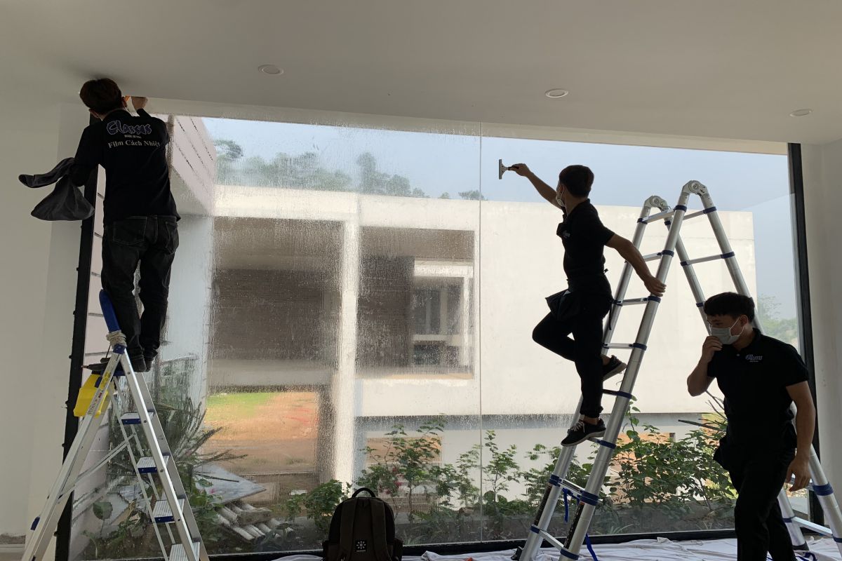 Giấy decal dán kính một chiều Biệt Thự Flamigo đại lải